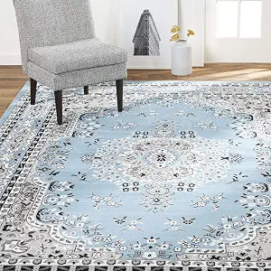 Home Dynamix Premium Sakarya Traditional Medallion Border Area Rug, Blue, 21"x35" Rectangle