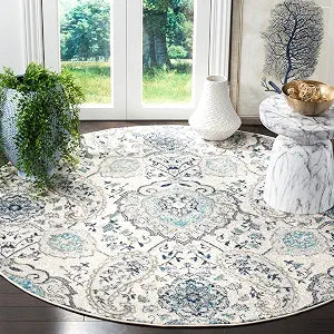 SAFAVIEH Madison Round Rug 4', Cream & Light Grey MAD600C
