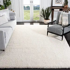SAFAVIEH California Shag Collection Area Rug - 3' Square, Ivory, Non-Shedding & Easy to Clean, Ultra Plush Thick Pile, Ideal for Living Room, Bedroom, Dining Space (SG151-1212)