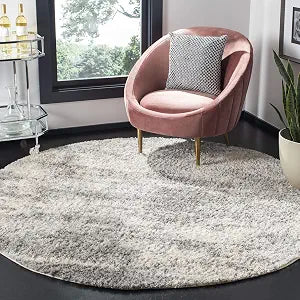 SAFAVIEH Berber Shag Collection Area Rug - 3'3" Round, Grey Blue & Cream, Non-Shedding & Easy to Clean, Ideal for Living Room, Bedroom, Dining Space (BER219G)