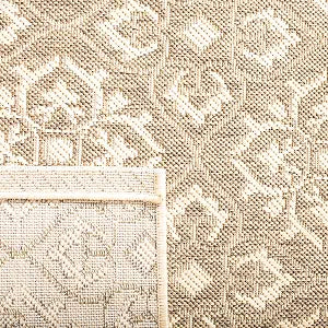 SAFAVIEH Washable Rug Outdoor Courtyard Collection - 2'7" x 5', Brown & Cream, Non-Shedding & Easy Cleaning, Ideal for Patio, Backyard, Mudroom (CY6550-22)