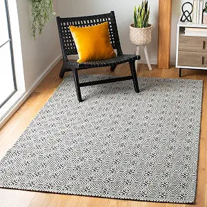 Martha Stewart x SAFAVIEH Area Rug Collection - 3' x 5', Charcoal & Grey, Flat Weave Cotton, Ideal for Living Room, Bedroom, Foyer, Accent Space (MSR402H)