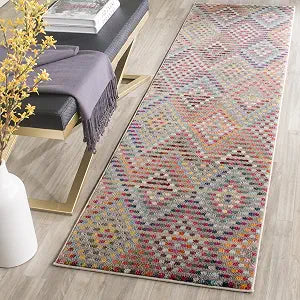 SAFAVIEH Monaco Collection Runner Rug - 2'2" x 6', Multi & Beige, Boho Diamond Design, Non-Shedding & Easy Care, Ideal for High Traffic Areas in Living Room, Bedroom (MNC204F)