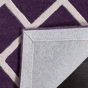 SAFAVIEH Chatham Collection Accent Rug - 2' x 3', Purple & Ivory, Handmade Trellis Wool, Ideal for High Traffic Areas in Entryway, Living Room, Bedroom (CHT718F)