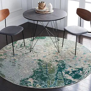 SAFAVIEH Madison Collection 3' Round GreenBlue MAD499X Modern Abstract Non-Shedding Entryway Foyer Living Room Bedroom Kitchen Area Rug