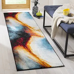 SAFAVIEH Galaxy Collection Runner Rug - 2'3" x 6', Orange & Multi, Abstract Design, Non-Shedding & Easy Care, Ideal for High Traffic Areas in Living Room, Bedroom (GAL112D)