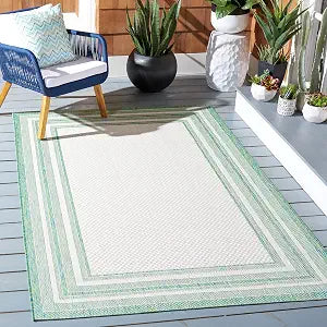SAFAVIEH Courtyard Collection 2'7" x 5' Ivory/Green CY8475 Indoor/ Outside Waterproof Easy cleansingPatio Backyard Mudroom Area Mat