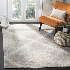 SAFAVIEH Adirondack Collection Accent Rug - 3' x 5', Light Grey & Ivory, Modern Plaid Design, Non-Shedding & Easy Care, Ideal for High Traffic Areas in Entryway, Living Room, Bedroom (ADR129B)