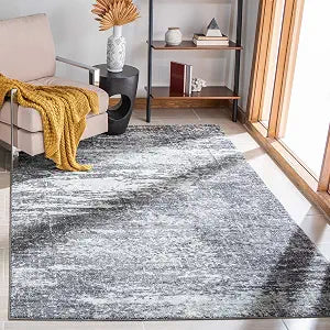 SAFAVIEH Evoke Collection Accent Rug - 3' x 5', Ivory & Grey, Modern Abstract Design, Non-Shedding & Easy Care, Ideal for High Traffic Areas in Entryway, Living Room, Bedroom (EVK272F)