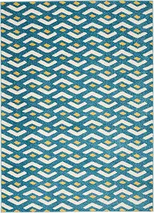 Nourison Home Harper Blue 2'2" x 7'6" Area Rug - Easy Clean, Non Shedding, Bed Room, Living Room, Dining Room, Kitchen (8' Runner)