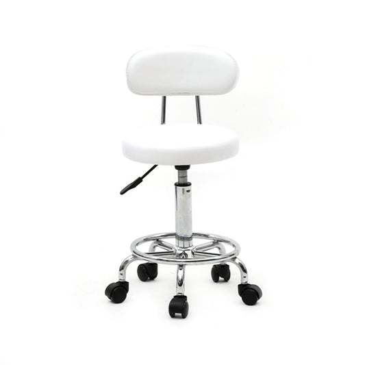 Adjustable Salon Stool with Backrest, PU Leather Sponge Iron Plating Chrome 360Â° Swivel Stool, Anti-slip Anti-rust Portable Stool for Salon Home Office