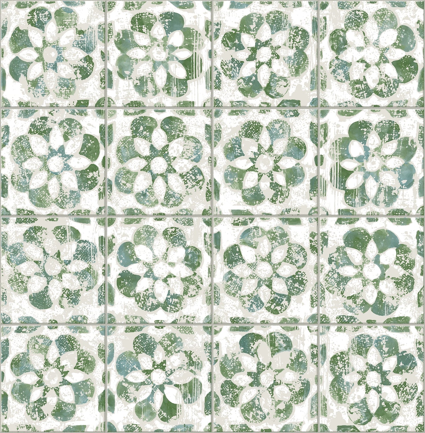 Advantage Izeda Green Floral Tile Wallpaper