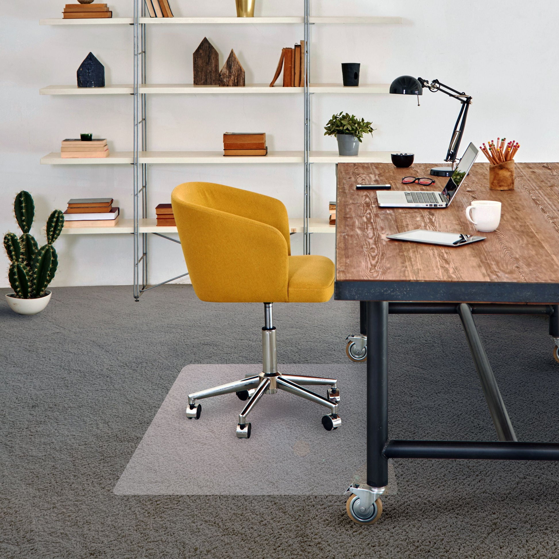 AdvantagematÂ® Phthalate Free Vinyl Rectangular Chair Mat for Carpets up to 1/4" - 45" x 53"