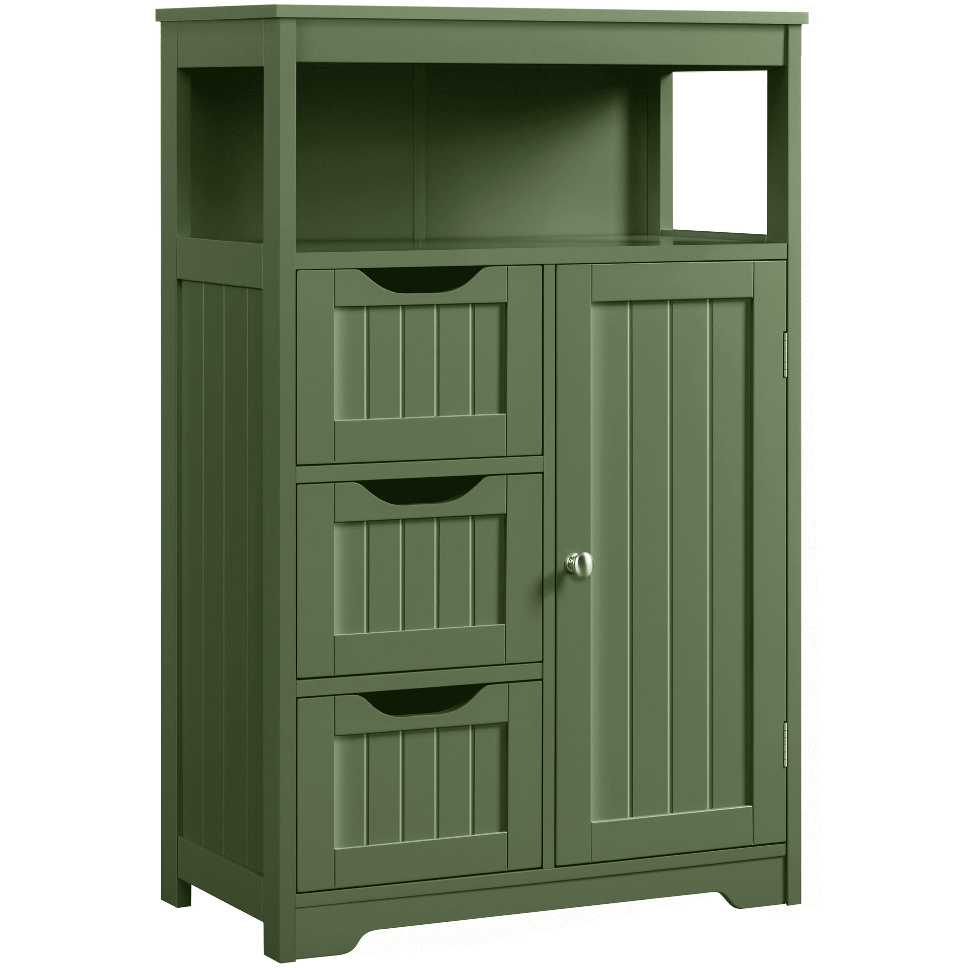 Alden Design 34â€³ Tall Bathroom Floor Cabinet with Adjustable Shelf and 3 Drawers, Green