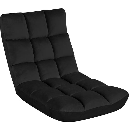 Alden Design Floor Folding Gaming Sofa with 14 Adjustable Positions, Black