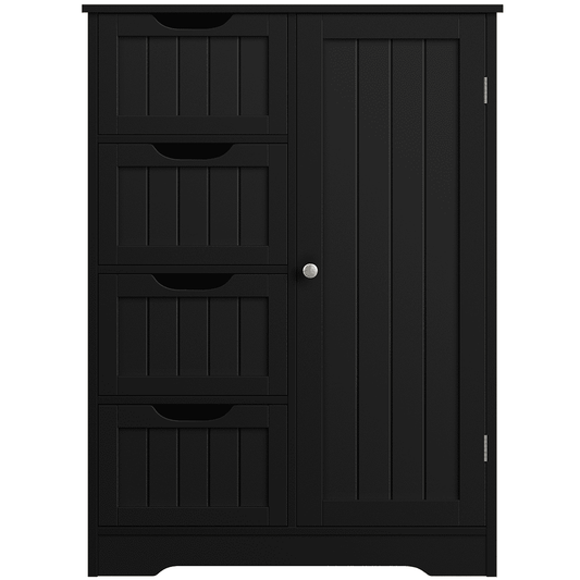 Alden Design Free Standing Bathroom Storage Cabinet with 4 Drawers, Black