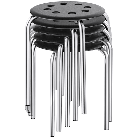 Alden Design 5PCS 17.7" Height Padded Stakable Metal Stools for Classroom, Multicolor