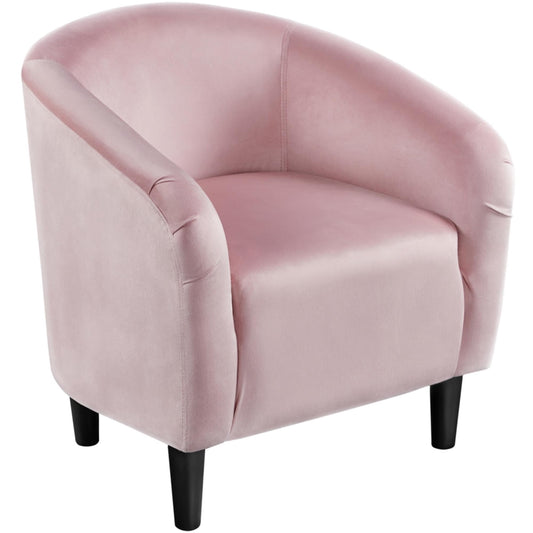 Alden Design Upholstered Barrel Accent Chair for Livingroom, Pink Velvet