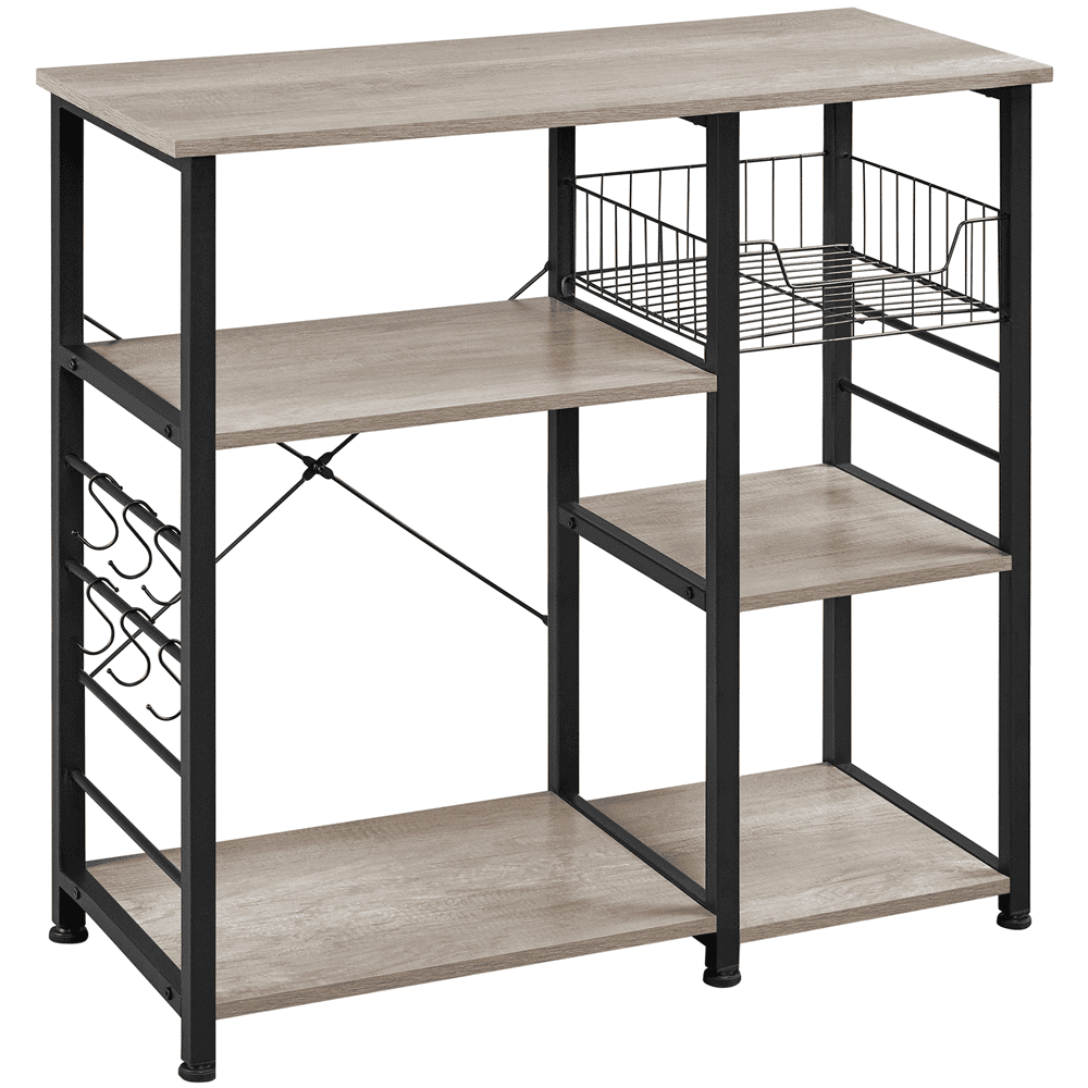 Alden Design Vintage Kitchen Baker's Rack Shelf, Rustic Brown and Metal