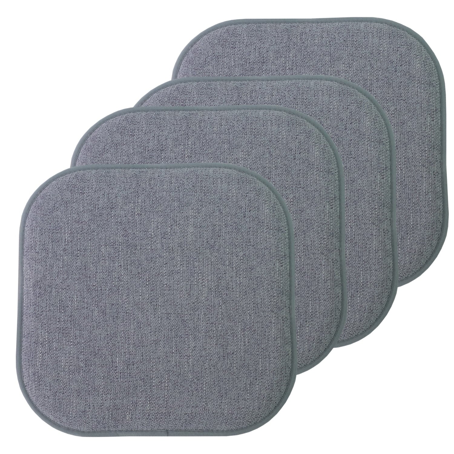 Alexis Memory Foam No Slip Back 16 x 16 Chair Pad Cushion 4 Pack - Blue-Gray