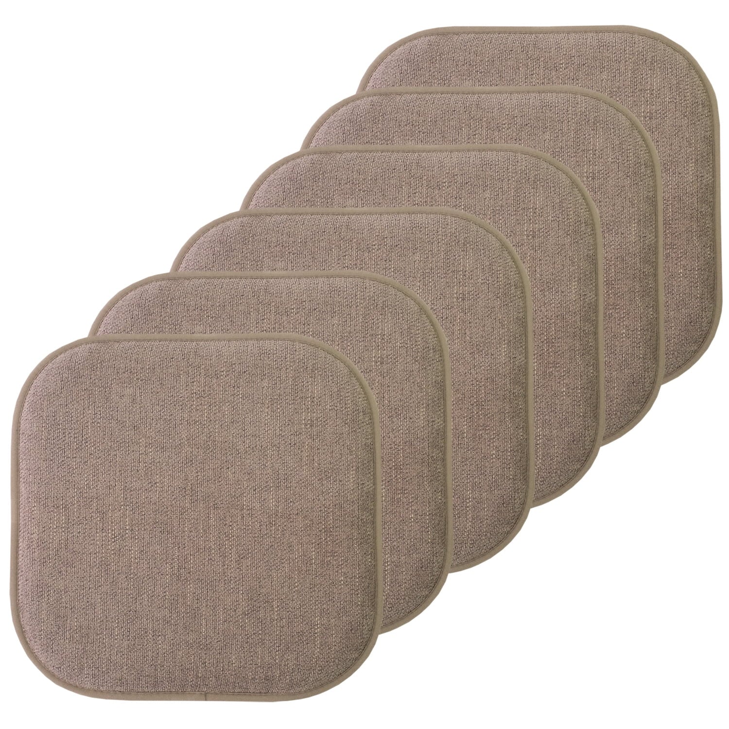 Alexis Memory Foam No Slip Back 16 x 16 Chair Pad Cushion 6 Pack - Chocolate