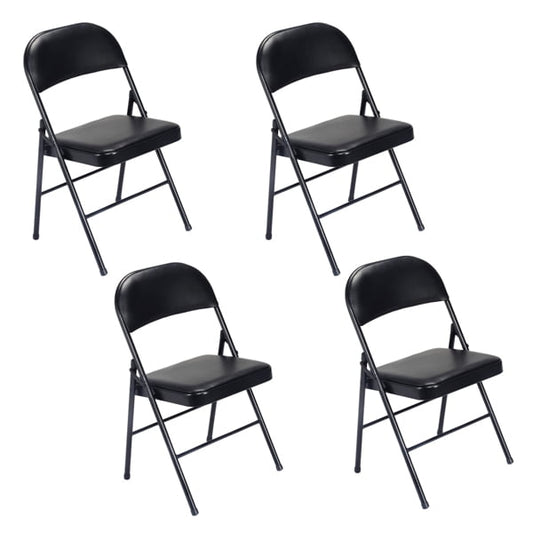 Alvantor 4-Pack Black Folding Chairs,Padded PVC Seat and Back,Steel Frame,Portable Seating for Home Office Party Event,330 lbs Capacity