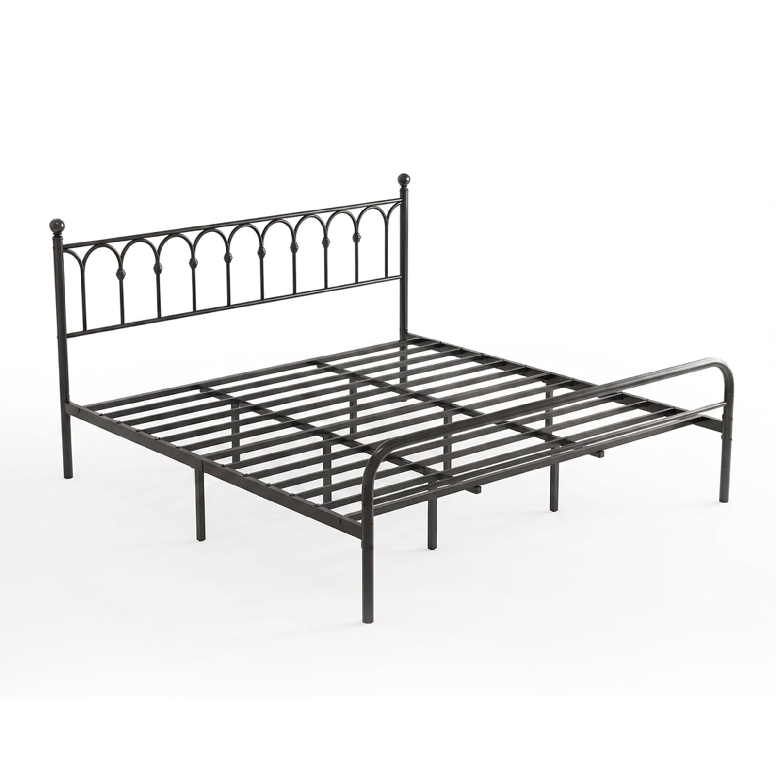 Alvantor Metal Platform Bed Frame, Classic Iron Art Headboard & Footboard, Stable & Noiseless, 11.9 Inch Under Bed Storage, No Box Spring Needed, Easy Assembly, Black