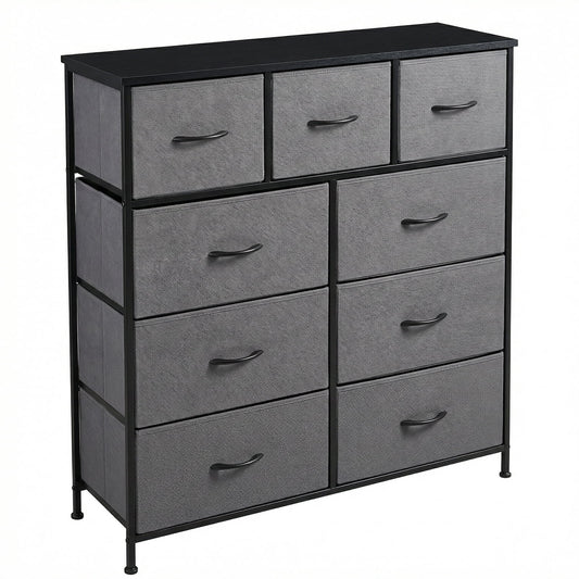 Alvantor Tall Dresser Fabric Storage Tower ,Wooden Top for Kid Room, Closet, Entryway, Nursery