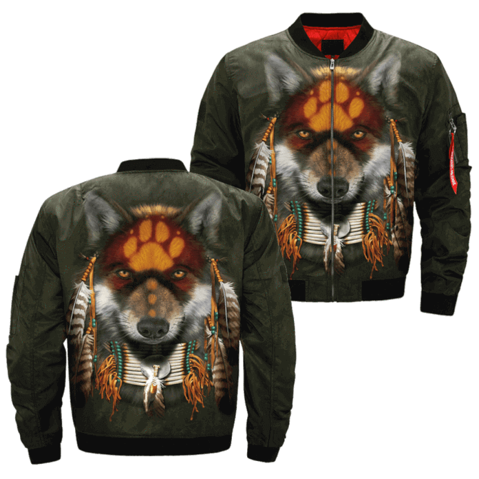 American Native Wolf Bomber Jacket