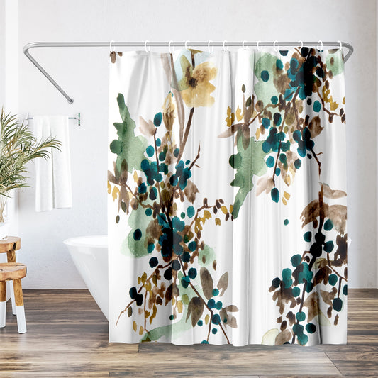 Americanflat 71" x 74" Shower Curtain, Watercolor Blueberry by New York Botanical Garden