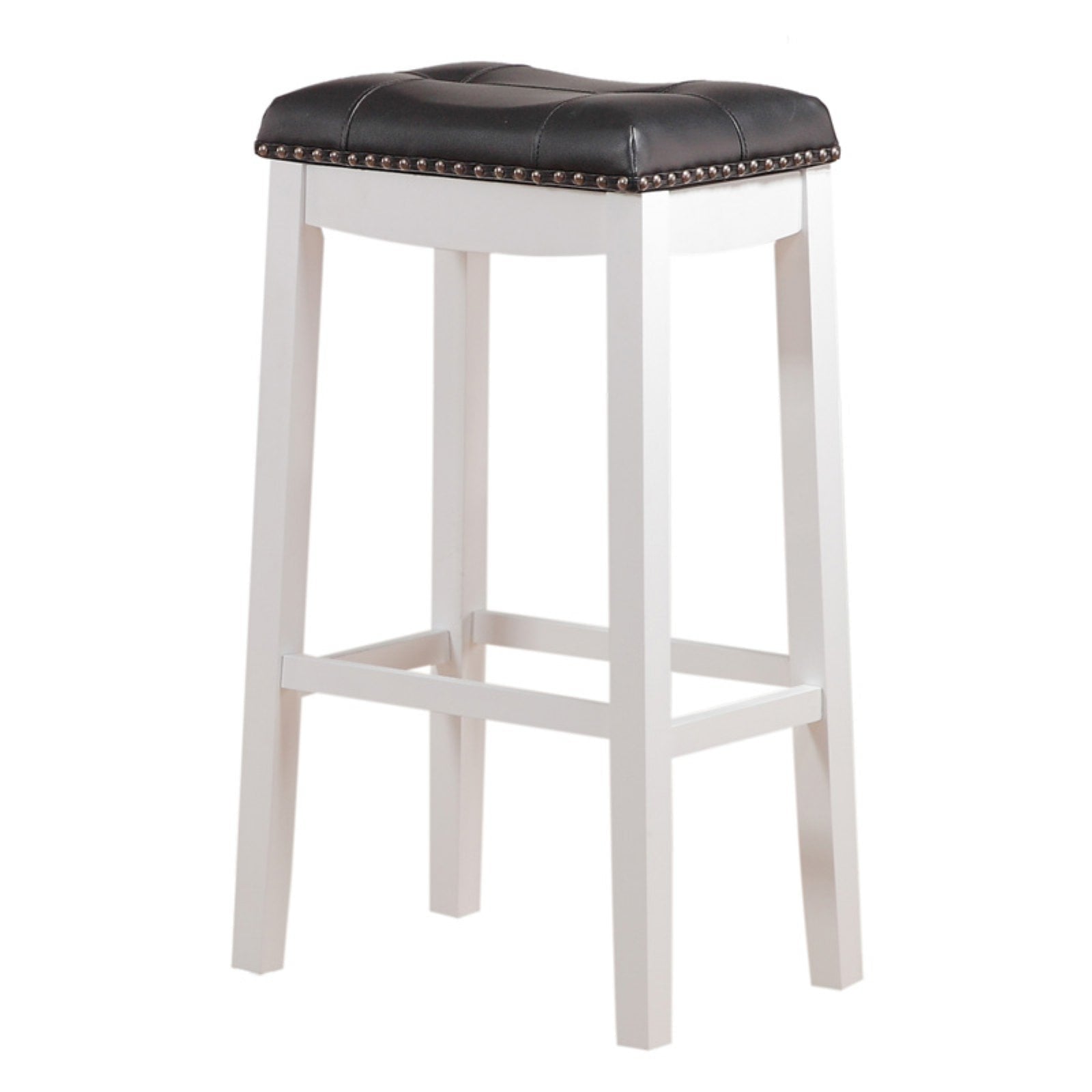 Angel Line Cambridge 29" Padded Saddle Stool, White w/ Black Cushion