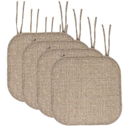 Aria Memory Foam Non-Slip Chair Cushion Pad with Ties 4 Pack - Multi Brown