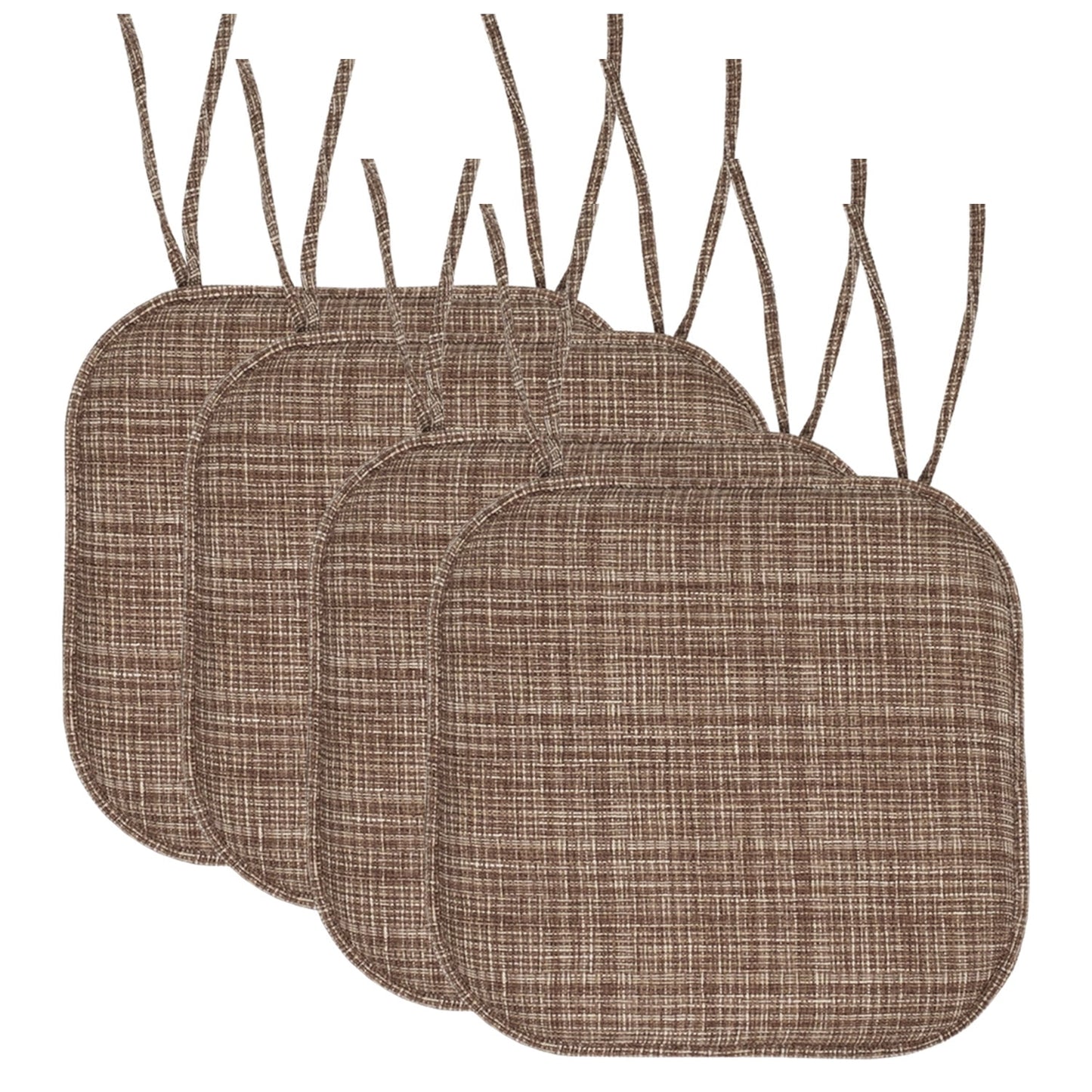 Aria Memory Foam Non-Slip Chair Cushion Pad with Ties 4 Pack - Multi Dark Brown