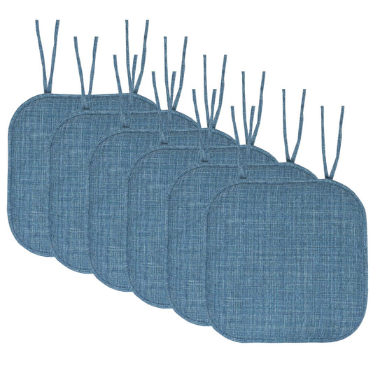 Aria Memory Foam Non-Slip Chair Cushion Pad with Ties 6 Pack - Multi Blue