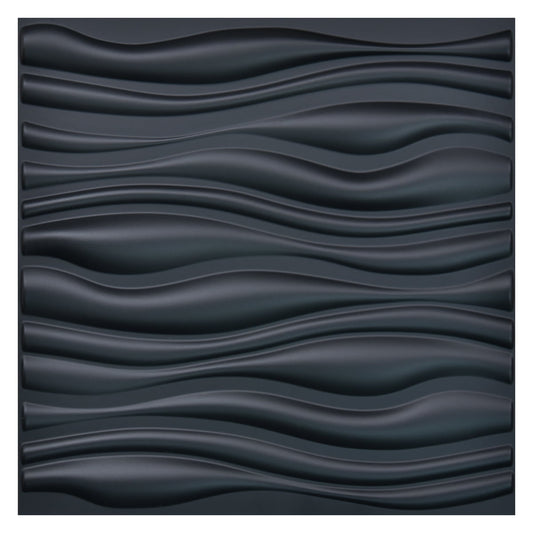 Art3d Black Wave Design IV 19.7x19.7 PVC 3D Wall Panel (12-Pack)