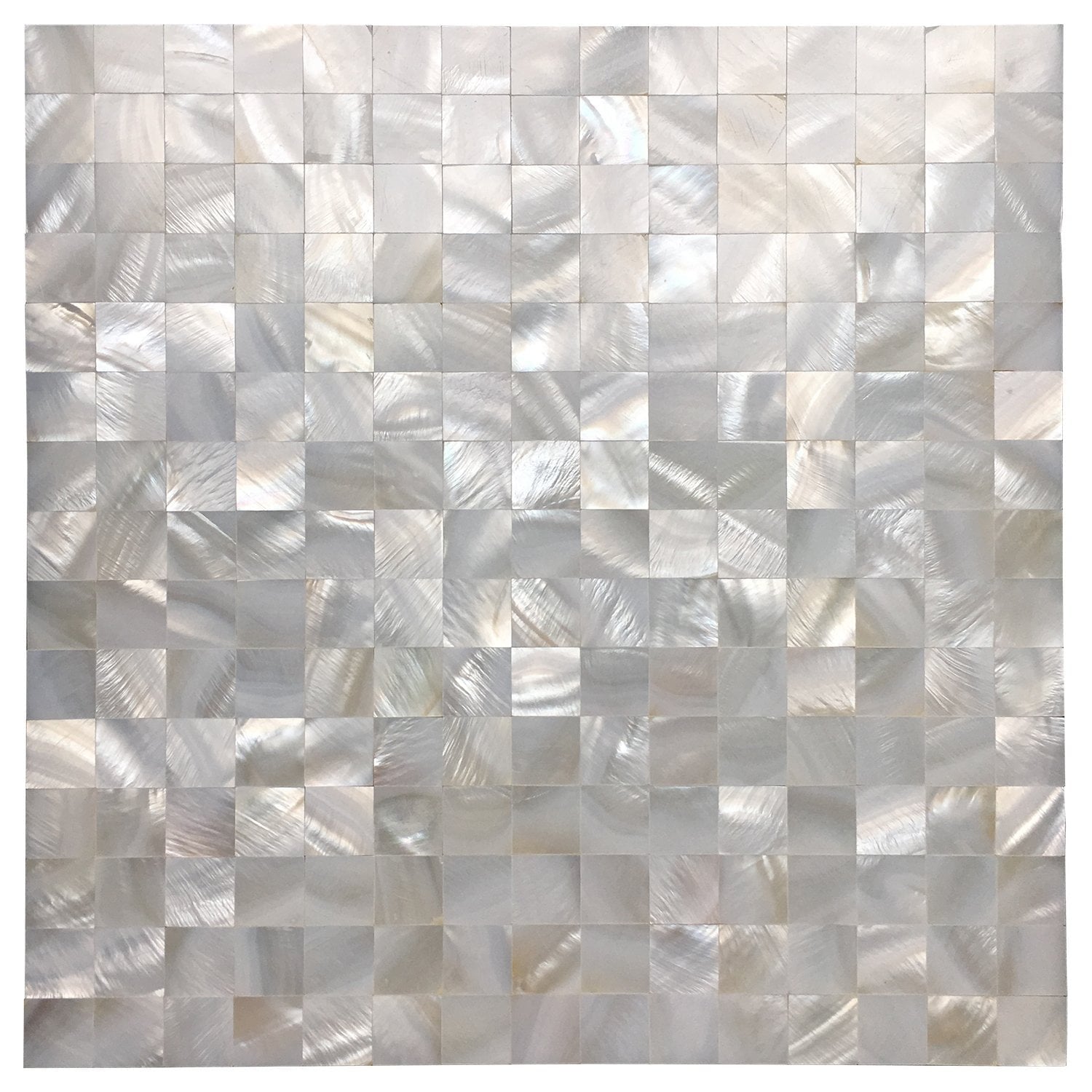 Art3d Square White Seamless 12 in. x 12 in. Peel and Stick Mother of Pearl Tile (6-Pack)