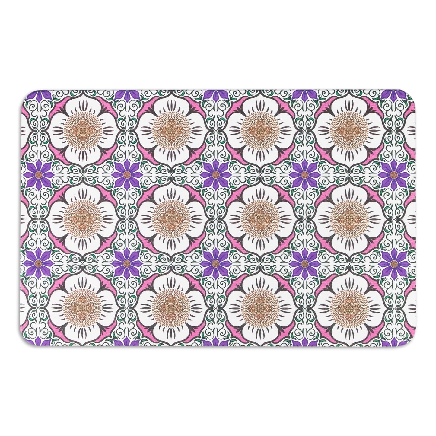 Artsy Mats Flower White Quick Dry Diatomite Non Slip Stone Bath Mat- 1 Count