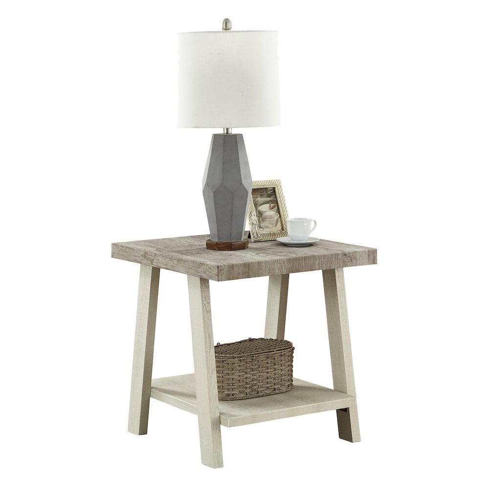 Roundhill Furniture Atenas Mesa Auxiliar de Madera ContemporÃ¡nea Gris Desgastado/beige