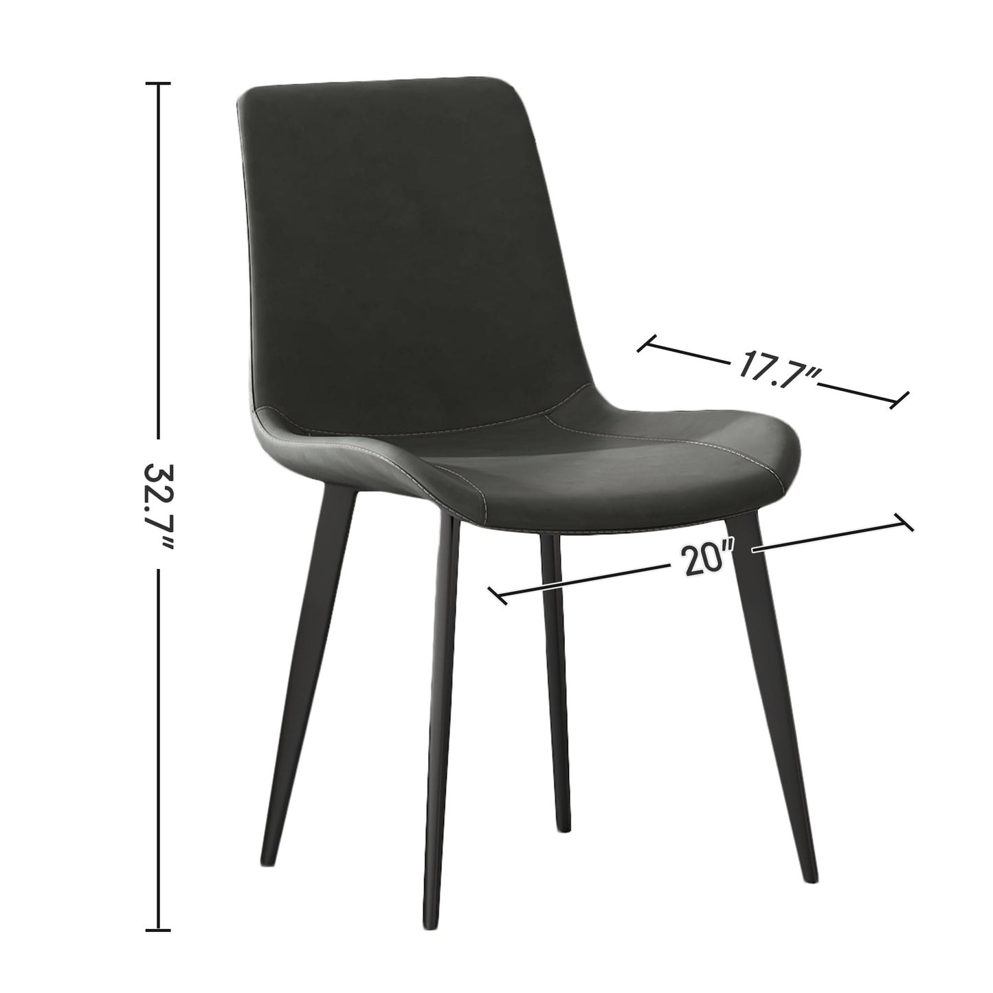 Aukfa Set of 2 Faux Leather Dining Chairs with Metal Legs, Modern Upholstered Kitchen Side Chairs for Home Kitchen,Gray