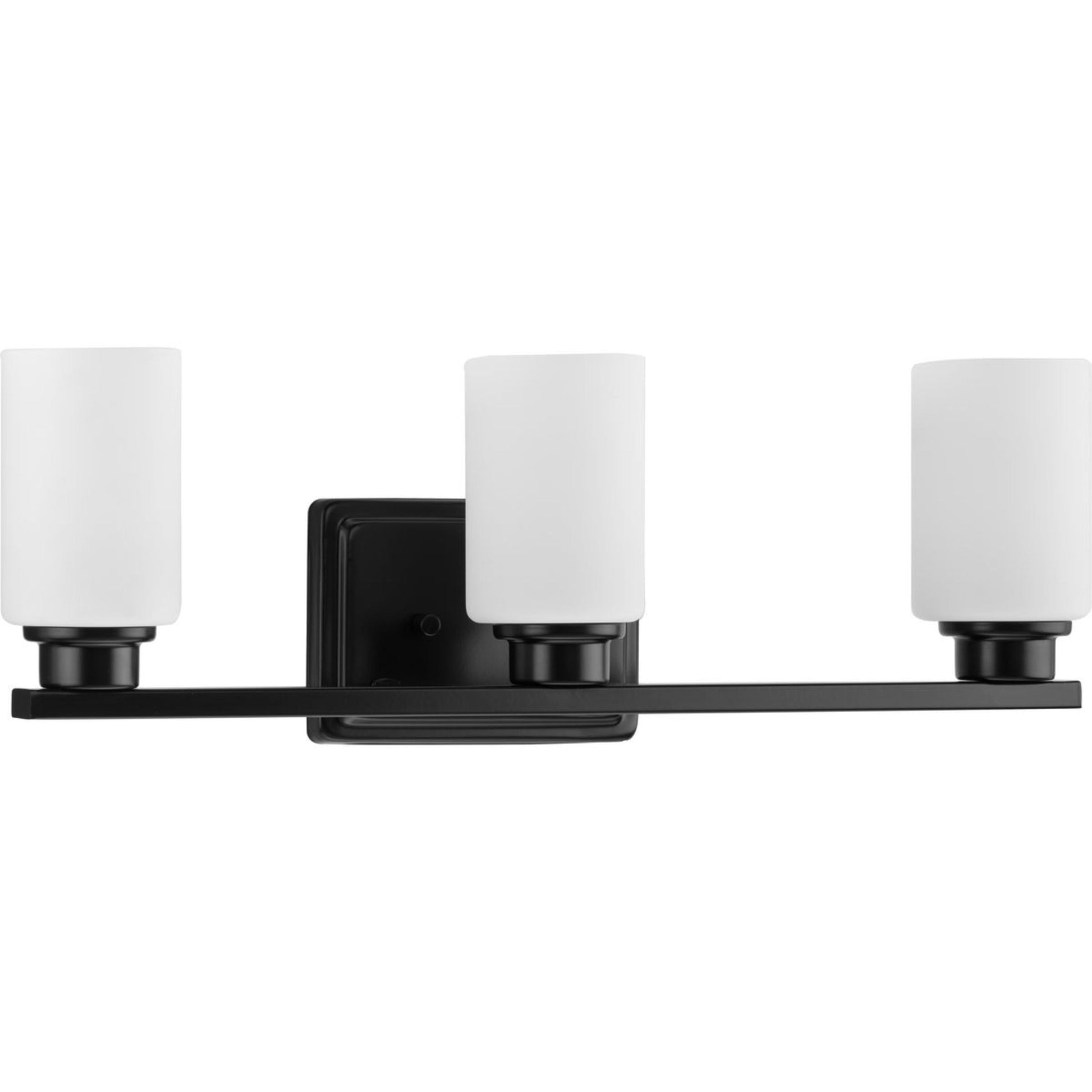 Avec Zachary Collection Farmhouse 3-Light Matte Black Vanity Light with White Glass Shades