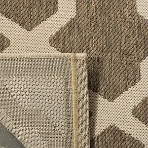 SAFAVIEH Washable Rug Outdoor Courtyard Collection - 4' Square, Brown & Bone, Non-Shedding & Easy Cleaning, Ideal for Patio, Backyard, Mudroom (CY6903-242)