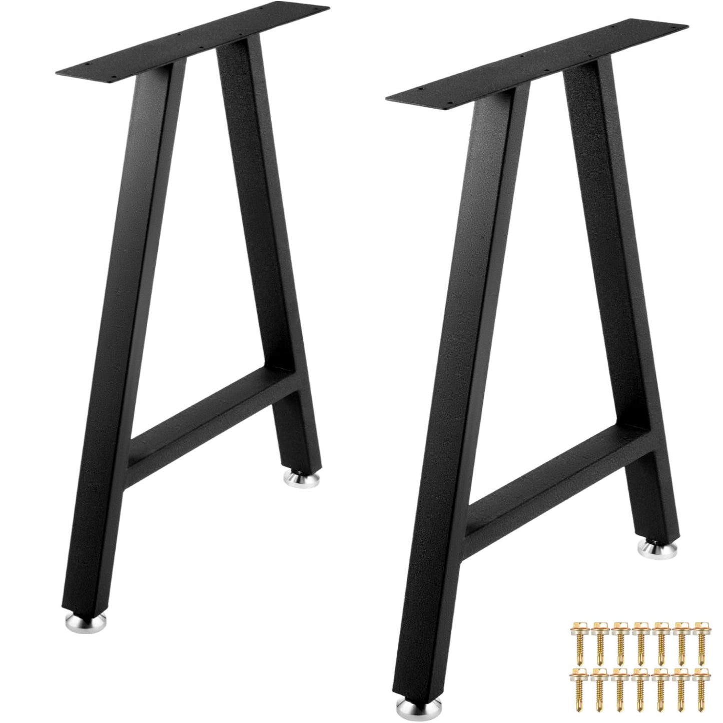 BENTISM Metal Table Legs 28 x 17.7 inch A-Shaped Desk Legs Set of 2 Heavy Duty Bench Legs Rustic Metal Furniture Legs Wrought Iron Coffee Table Legs Home DIY for Dining Table w/Floor Protectors Black