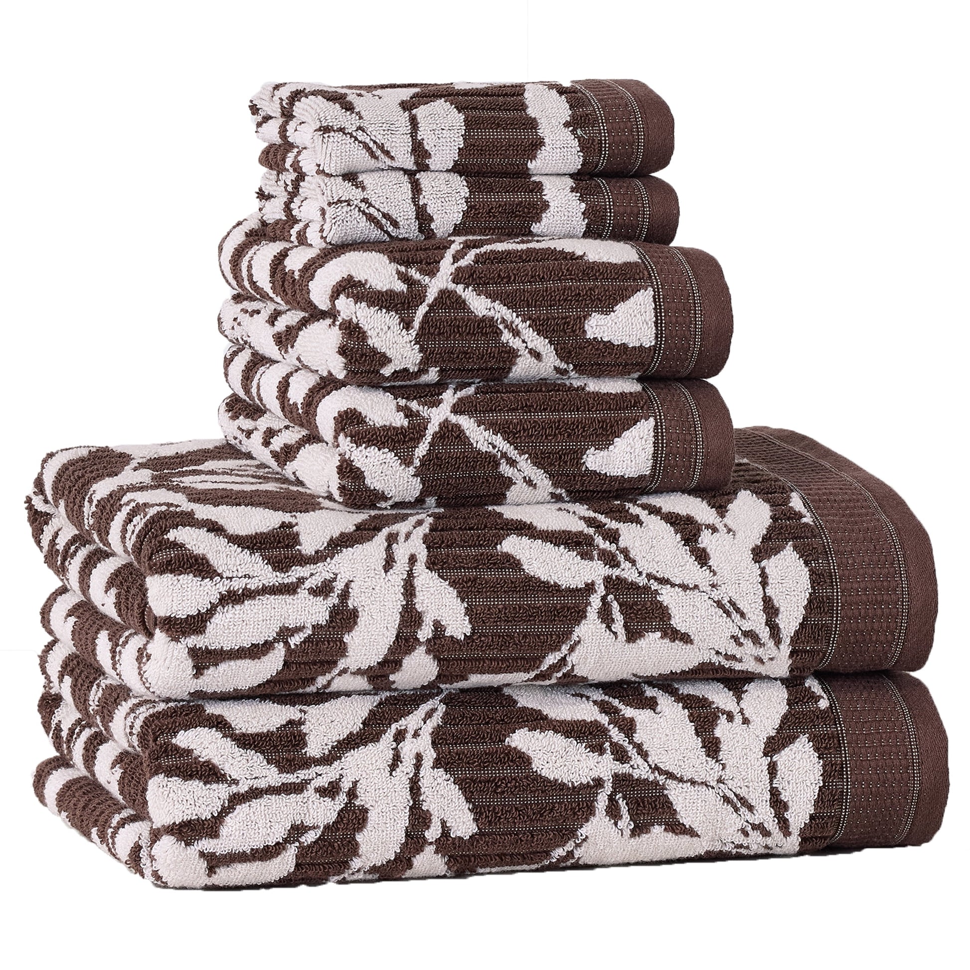 Better Homes & Gardens Signature Soft Floral 6 Piece Towel Set,Brown Basket/Vanilla Dream