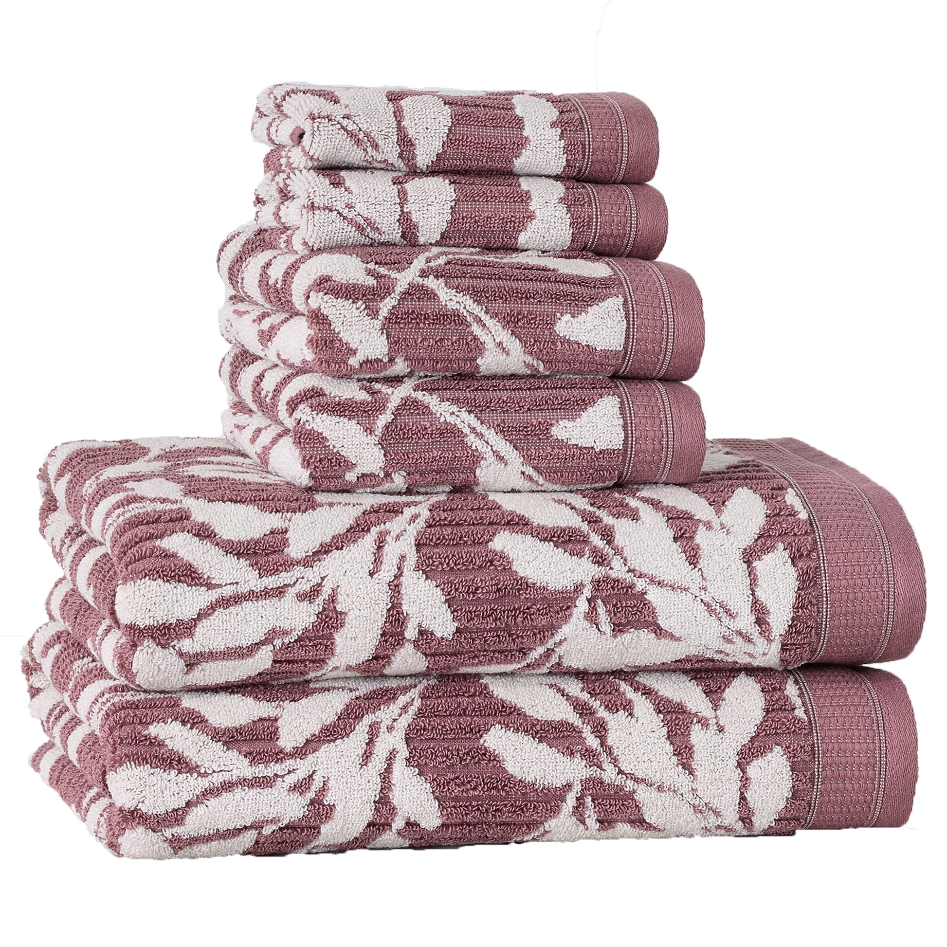 Better Homes & Gardens Signature Soft Floral 6 Piece Towel Set,Violet Gem/Vanilla Dream