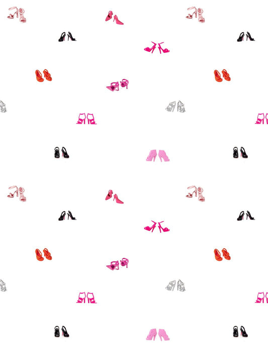 Barbie Heel Toss Removable Vinyl Wallpaper, White