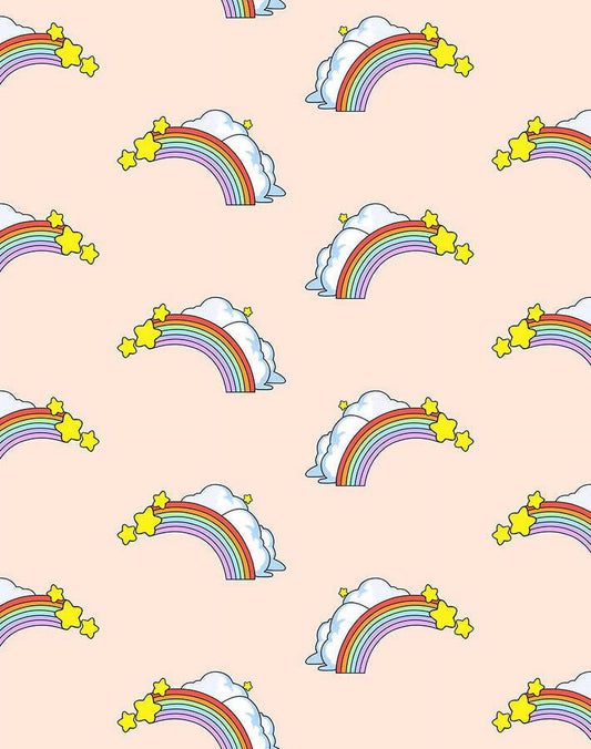 Barbie Rainbows Removable Vinyl Wallpaper, Peach
