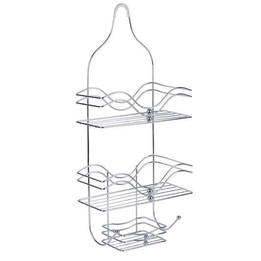 Bath Bliss 2 Shelf Ocean Design Metal Shower Caddy, Chrome