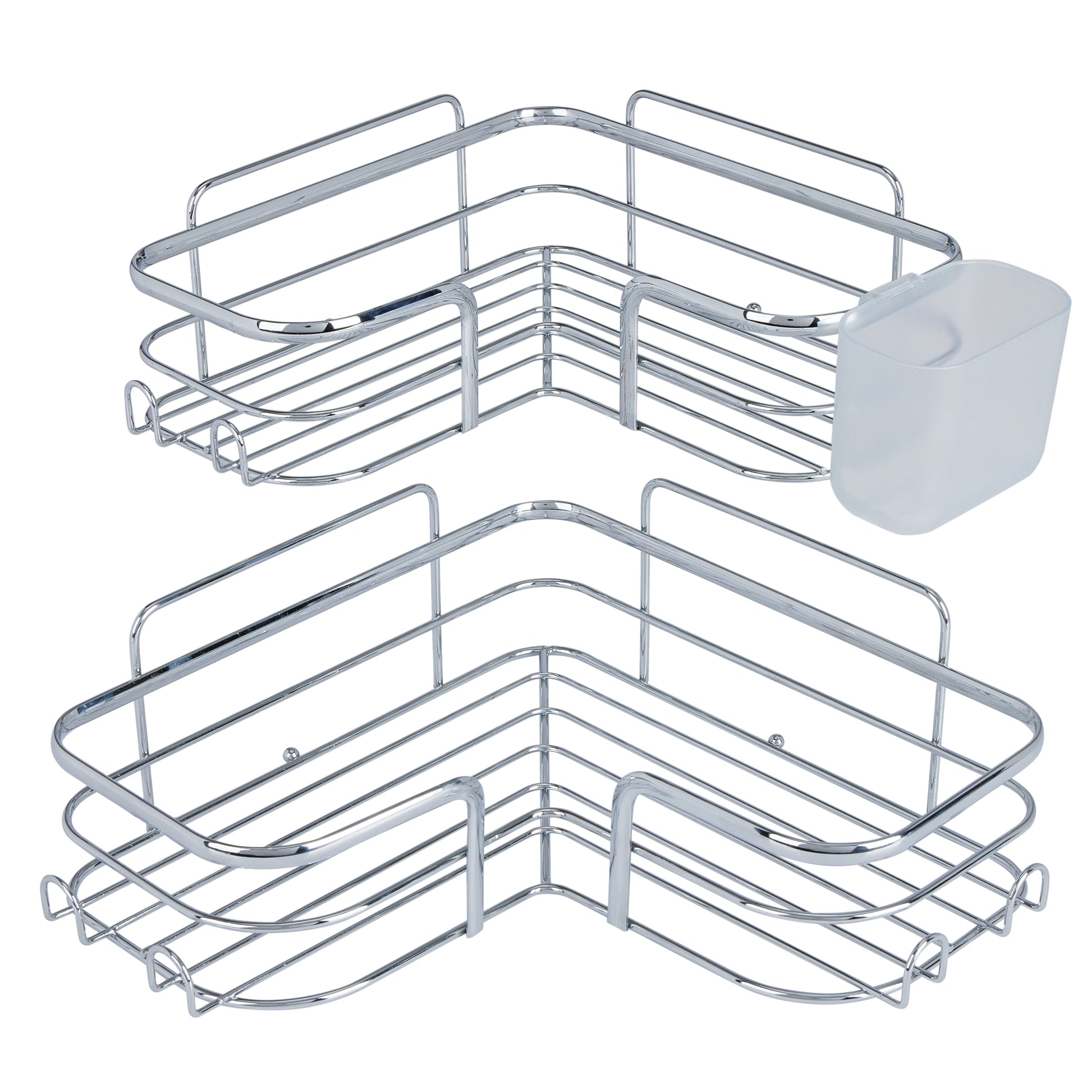 Bath Bliss 3 Piece Adhesive Corner Shelf Caddy Set in Chrome