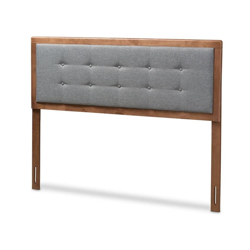 Baxton Studio Sarine Mid-Century Wood Tufted Full Headboard in Dark Gray