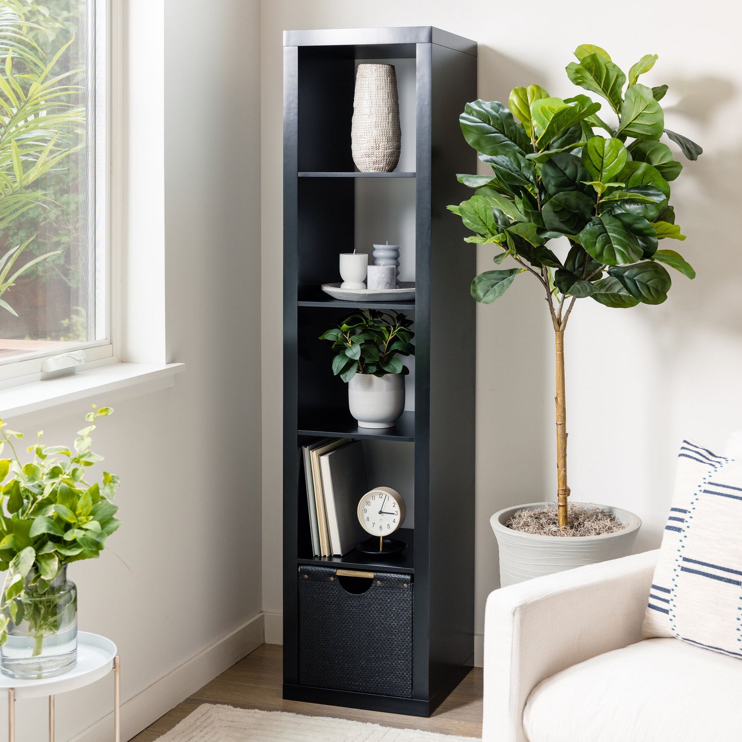 Better Homes & Gardens Organizador Vertical de Almacenamiento de 5 Cubos, Textura Blanca
